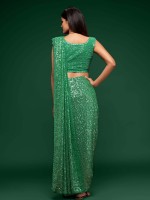 Fern Green Pure Georgette Saree